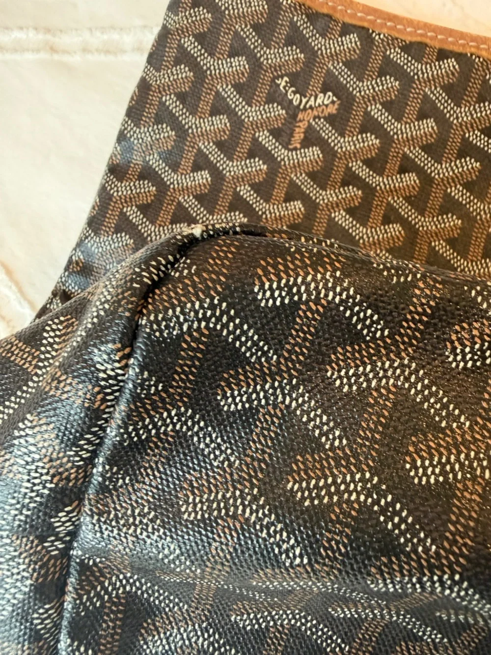 Authentic GOYARD ST. LOUIS TOTE PM, Black and Tan - Picture 9 of 15